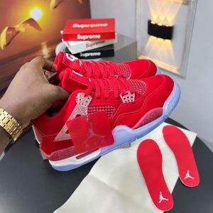 Air Jordan 4 - Red Icy Sole And Grey Chrome