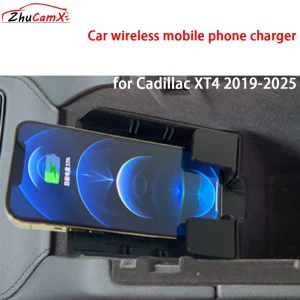 ZhuCamX for Cadillac XT4 2019-2025 Armrest Storage Car Wireless Mobile Phone Charger QI 18W iPhone Magsafe Fast Charging Panel