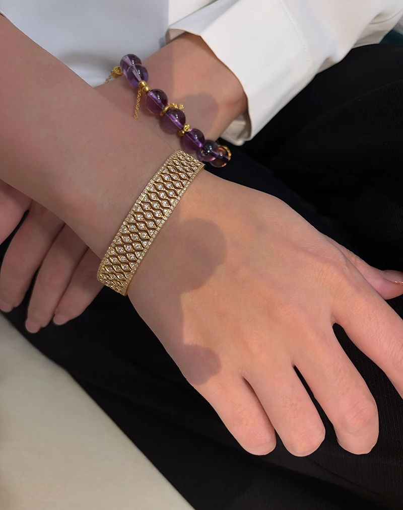 KUGG 100% 18K Yellow Gold Bracelet Luxury Fashion Design 3.72carat Real Natural Diamond Bracelet for Women High Party Jewelry - Image 5