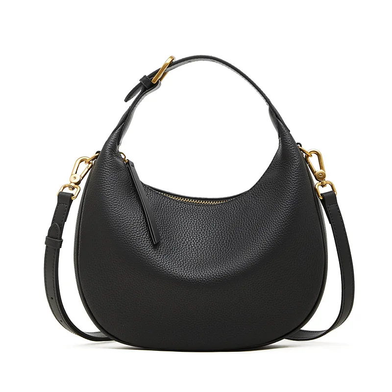 Top Layer Cowhide Handbag, Crossbody Bag, Crescent-shaped Bag, Luxury Large Capacity Handbag, Women's Top Layer - Image 5