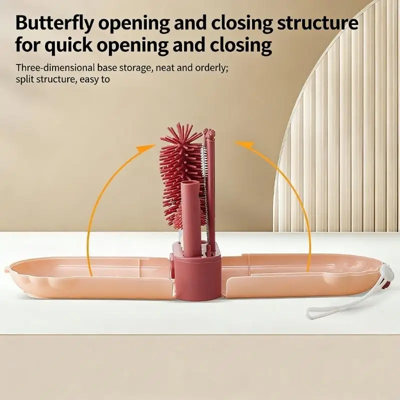 6 In 1 Baby Bottle Brush Set With Silicone Cleaning Tool And Drying Rack For Infant Feeding Accessories Travel - Image 3