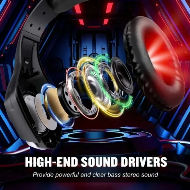 RGB Gaming Headset with Mic Over Ear Headphones LED Light Stereo Bass Noise Cancelling for PC Console Laptop Black - Image 5