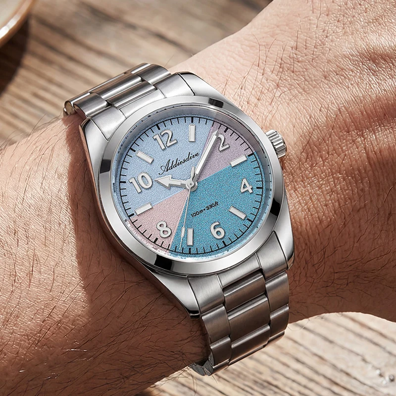 ADDIESDIVE AD2555 Luxury Mens Quartz Wristwatch Four Color Dial Sapphire Scratch Resistant Glass BGW9 Luminous Waterproof Watch