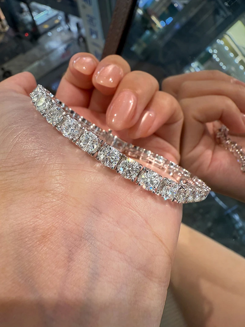 KUGG 100% 18K White Gold Bracelet Luxury Design 9.0carat/14.18carat Real Natural Diamond Bracelet for Women High Party Jewelry - Image 2