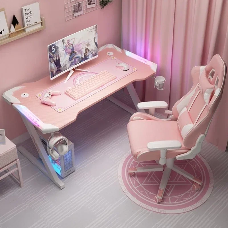 Q Pink Light Luxury Computer Desks Organizers Fashion Quality Ergonomic Computer Desks Console Setup Escritorios Salon Furniture - Image 3