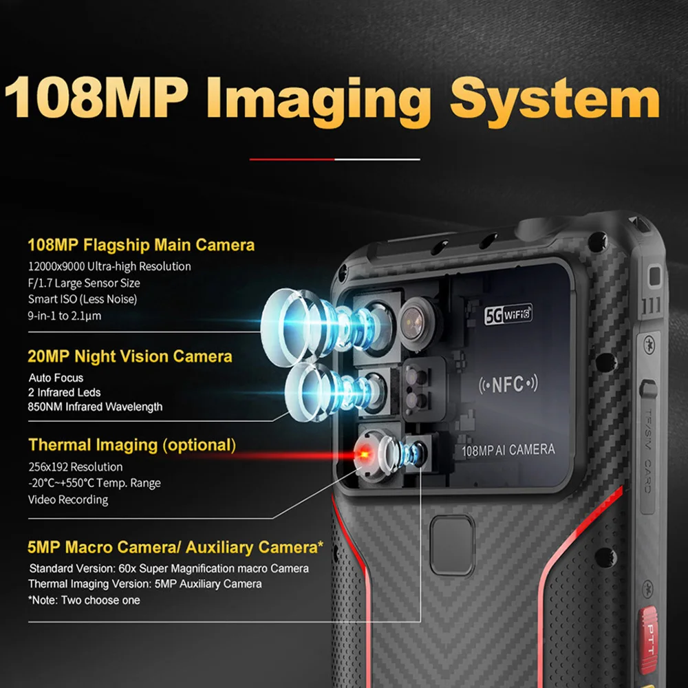 CONQUEST 5G Smartphone Network108MP Camera 12GB 512GB 66W Thermal Imaging IP68 Waterproof NFC - Image 4