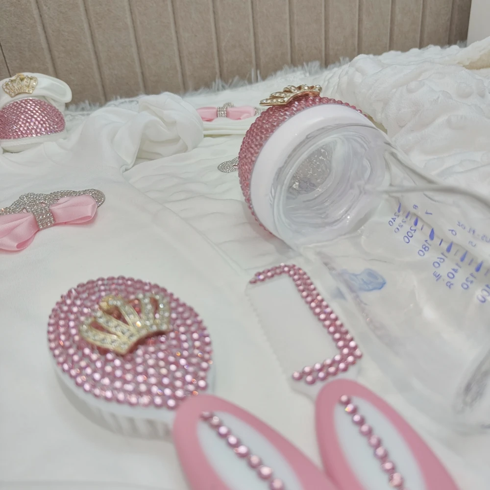 Dollbling 10pcs Welcome Home Precious Baby Boy Gift Set Gender Reveal Baby Essentials Bottles Receiving Blanket Swaddle Set - Image 3