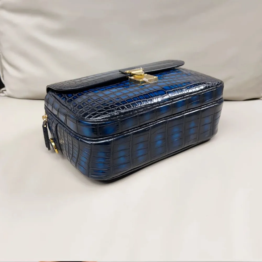 Exotic style real crocodile leather hand-painted men's shoulder bag authentic crocodile leather men's handbag postman bag - Image 4